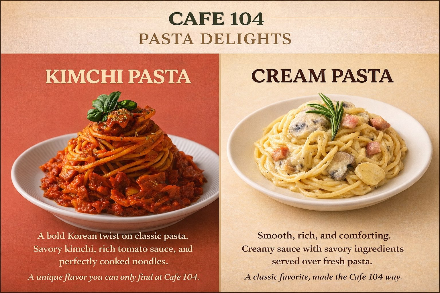 Cafe 104 food and drinks